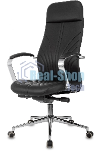 Кресло руководителя Бюрократ CH-610SL-Lux черный. эко.кожа. крестов. металл хром