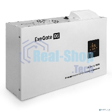 Стабилизатор напряжения ExeGate Master AV-10000 (10000ВА, 140-260В, цветной дисплей, 220В±8%, КПД 98%, 5 уровней защиты, задержка, усиленный метал.корпус, клем.колодка+евророзетка, RTL)