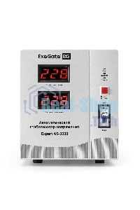 Стабилизатор напряжения ExeGate Expert AS-3000 (3000ВА, вход 140...260В, двойная цифр. индикация вход/вых. напряжения, выход 220В±8%, КПД 98%, 5 уровней защиты, метал. корпус, клем.колодка, RTL)
