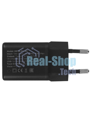 Зарядное устройство Cablexpert MP3A-PC-64, 30Вт GaN, 3А, QC4.0/PD, 1xUSB, 1xType-C, черный, пакет