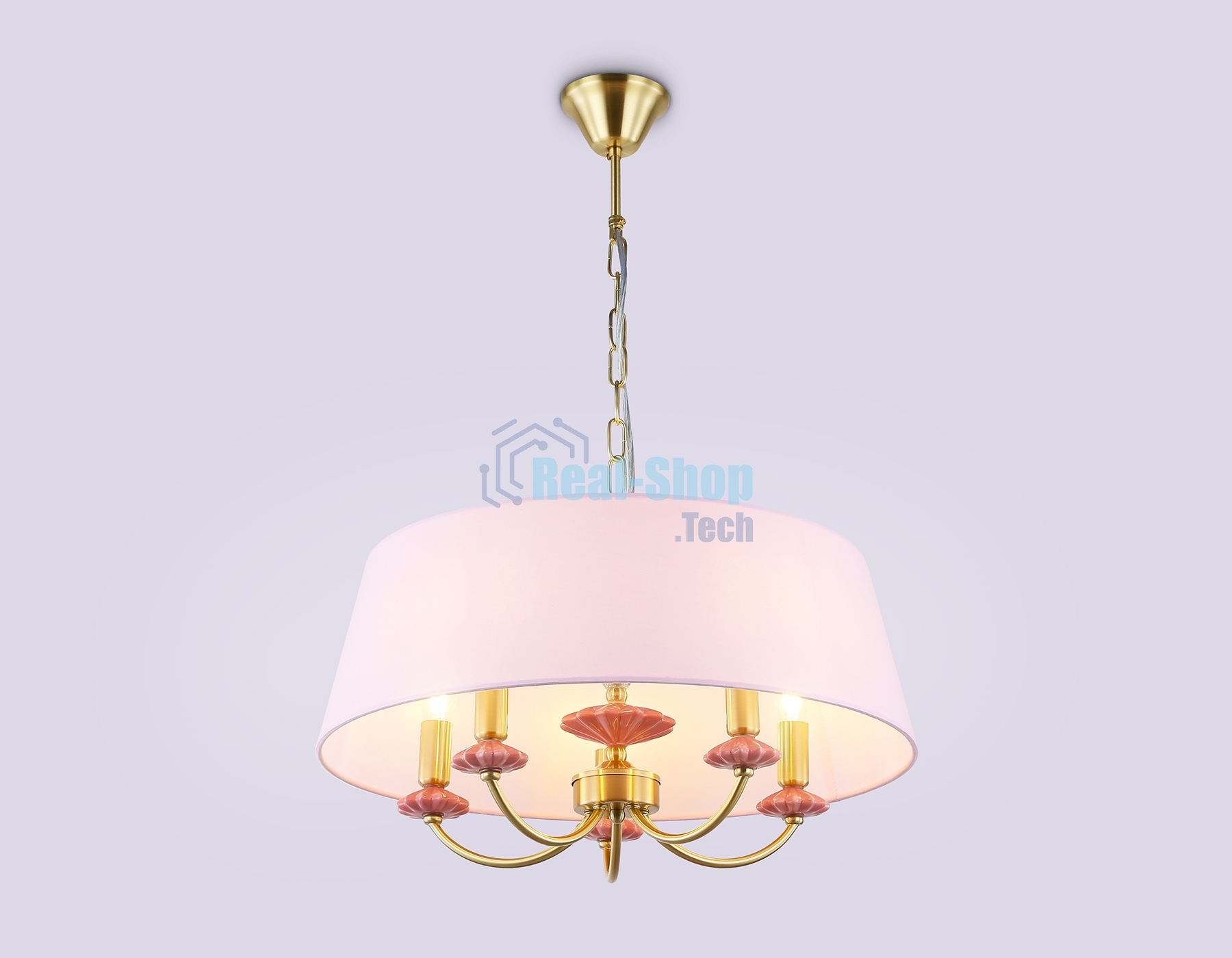 Люстра Ambrella light LH75021/5 GD/PI золото/розовый E14/5 max 40W D550*730