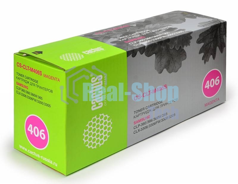 Картридж лазерный Cactus CS-CLT-M406S magenta пурпурный (1000 стр.) для принтеров Samsung CLP-360/365/CLX-3300/3305