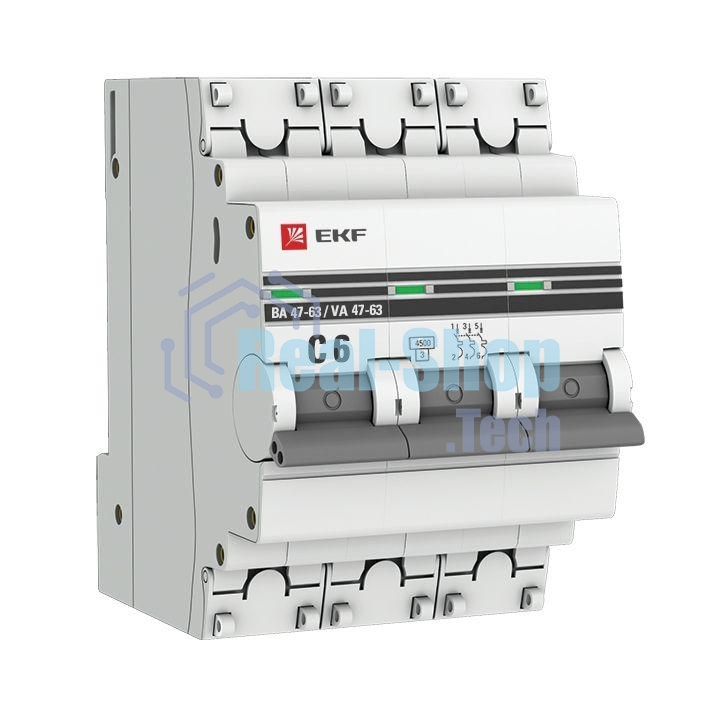 Выключатель автоматический EKF mcb4763-3-06C-pro 3P 6А (C) 4,5kA ВА 47-63 EKF PROxima