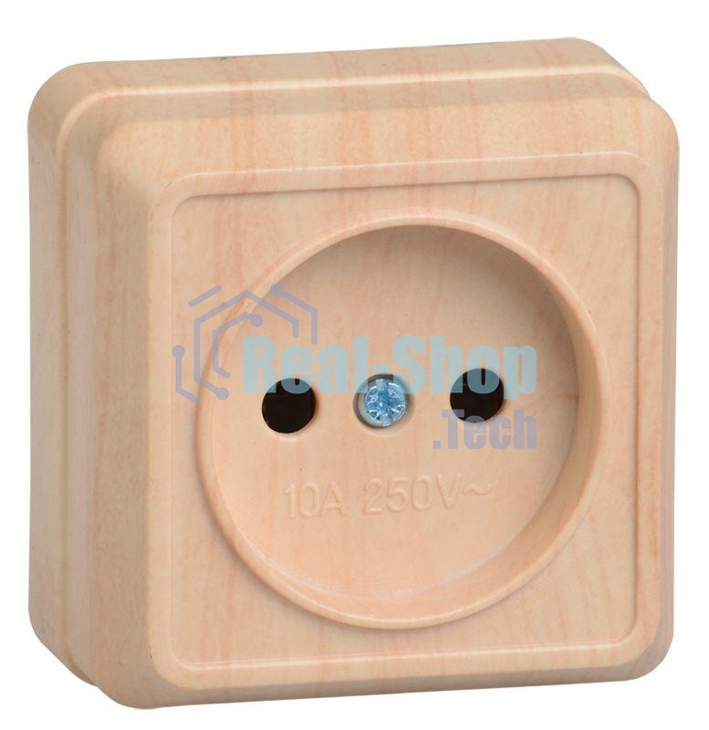 Розетка 1-м ОП Октава 10А IP20 без заземл. сосна ИЭК ERO10-K03-10-DC