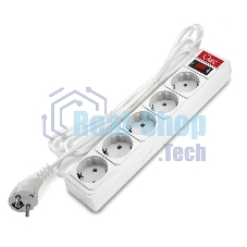 Удлинитель с сетевым фильтром 5х3 м 10А ПВС 3х0.75 бел. Союз 1325