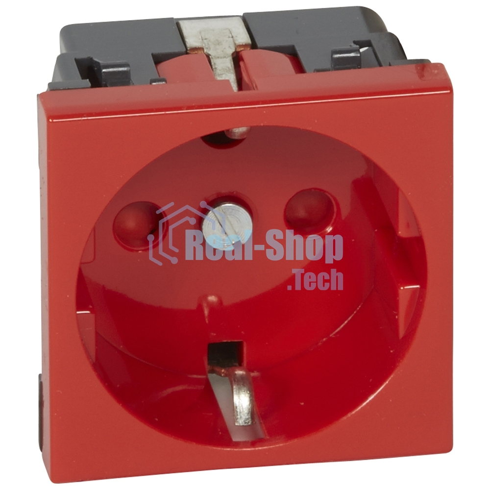 Механизм розетки Legrand 1-м СП Mosaic 2 модульный, с заземлением, красный Legrand 077214 124965
