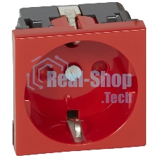 Механизм розетки Legrand 1-м СП Mosaic 2 модульный, с заземлением, красный Legrand 077214 124965