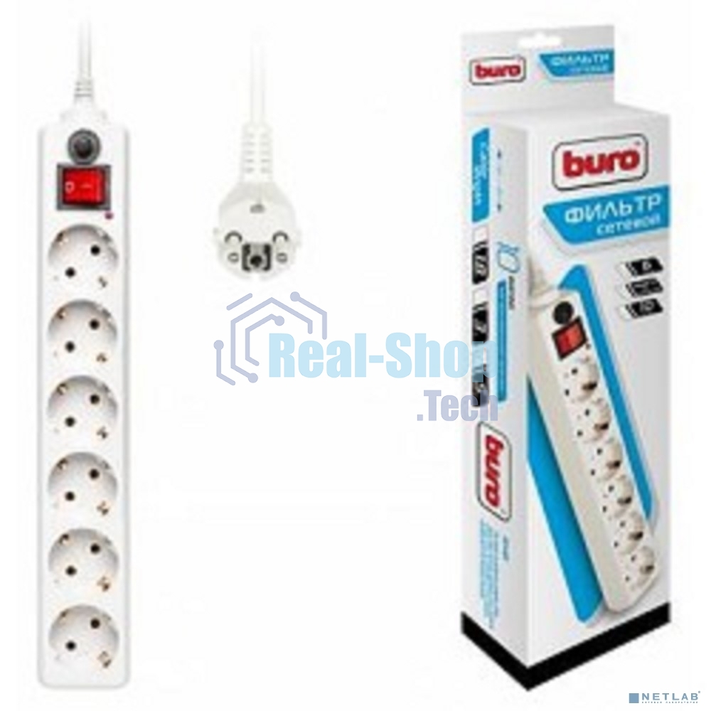 Сетевой фильтр Buro 600SH-5-W 5 м (6 розеток) белый (коробка)