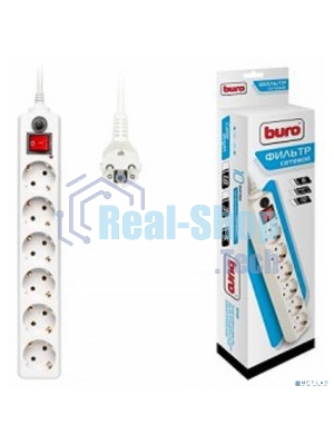Сетевой фильтр Buro 600SH-5-W 5 м, 6 розеток, белый, коробка