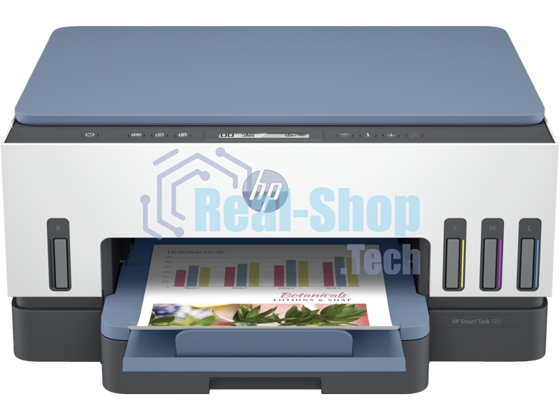 МФУ струйное HP Smart Tank 725 All-in-One (28B51A), A4, цветной, печ. 15 стр/мин. (ч/б) 9 стр/мин. (цвет), 1200x1200 dpi, Bluetooth, USB Type-A, Wi-Fi