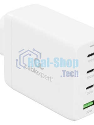 Зарядное устройство Cablexpert MP3A-PC-66 100Вт GaN, 5A, QC5.0/PD, 3xType-C, 1xUSB, белый, коробка