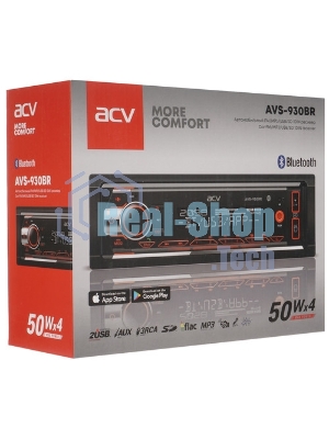 Автомагнитола ACV AVS-930BR, 1 DIN, Bluetooth, USB Type-A, AUX, пульт ДУ
