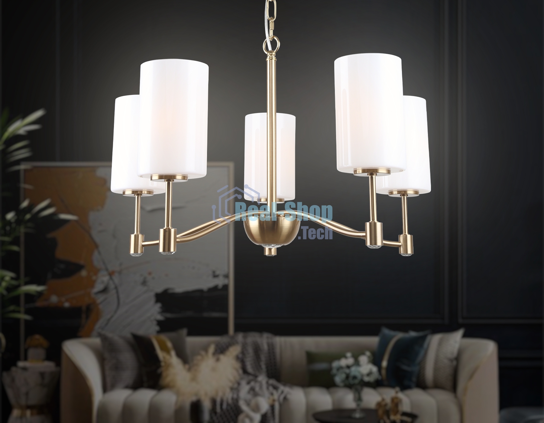 Люстра Ambrella light LH56051/5 BS/FR латунь/белый матовый E14*5 max 40W D590*950
