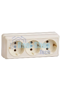 Розетка 3-м ОП Октава 16А РС23-3-ОК с заземл. крем. ИЭК ERO31-K33-16-DC