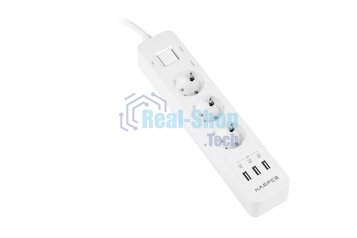 Удлинитель с USB зарядкой Harper UCH-330 White