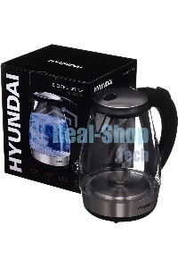Чайник электрический Hyundai HYK-G2030 1.7л. 2200Вт черный (корпус: стекло)