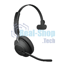 Гарнитура Jabra Evolve2 65 MS Mono чёрный, беспроводная + проводная, Bluetooth, до 35 ч, подсветка