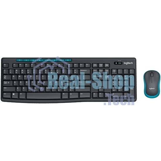 Комплект клавиатура+мышь Logitech MK275 беспроводной, USB, 1000 DPI, голубой/чёрный