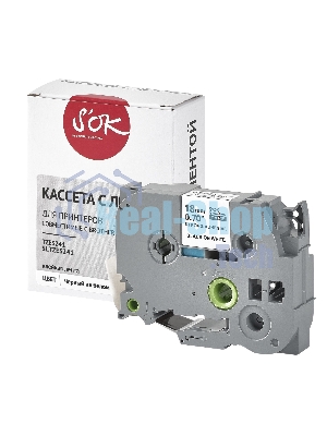 Кассета с лентой S'OK by Sakura Printing TZES241 для Brother, черный на белом, 18мм/8м, наклейка