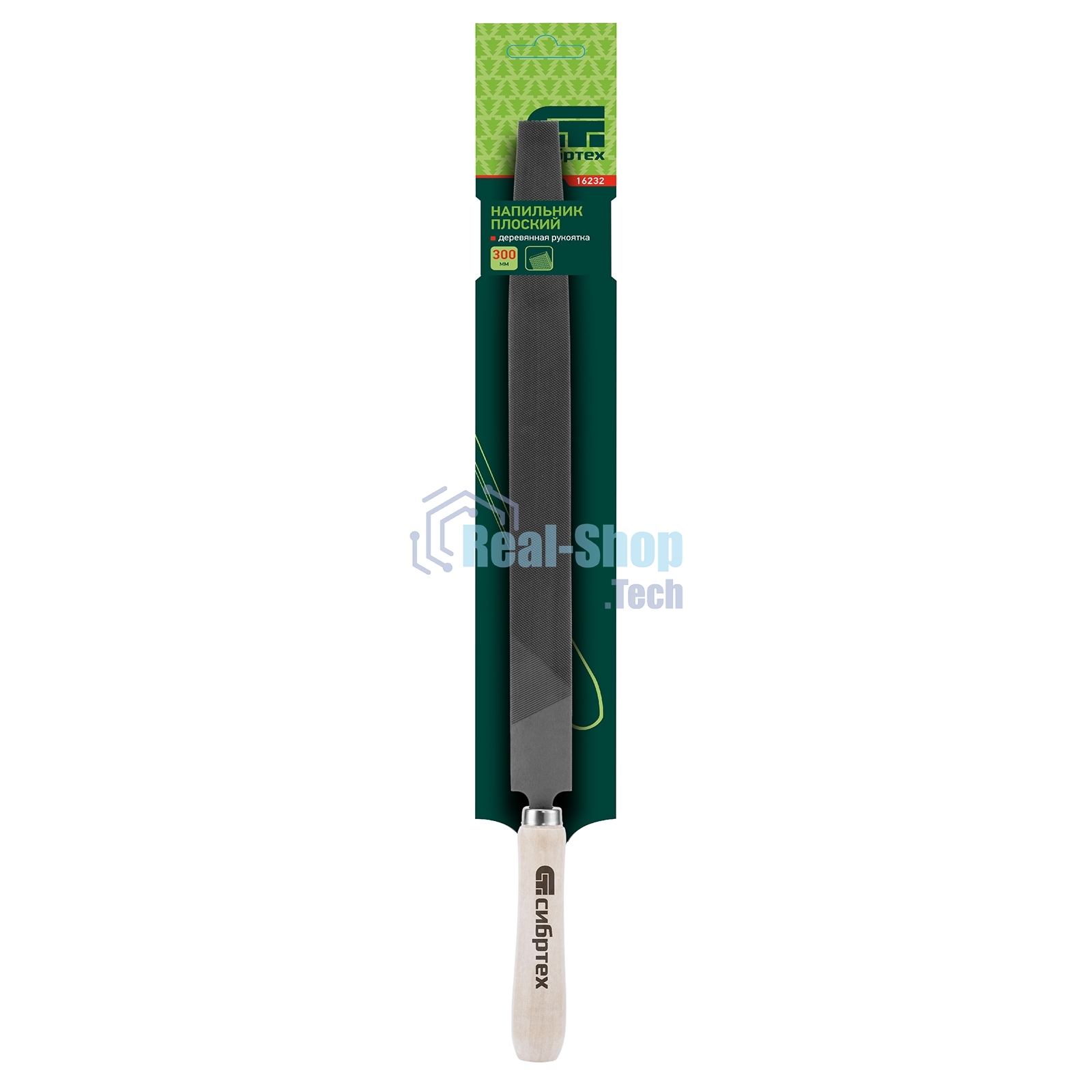 Напильник Сибртех, 300 мм, плоский, деревянная ручка