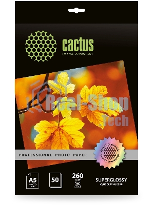 Фотобумага Cactus Prof CS-HGA526050 A5/260г/м2/50л./белый глянцевое для струйной печати