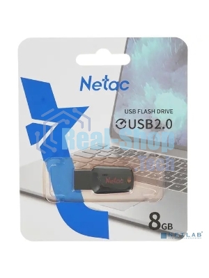 Флешка USB Netac U197 (NT03U197N-008G-20BK), 8Gb, USB 2.0, R/W 25/10, черный/красный