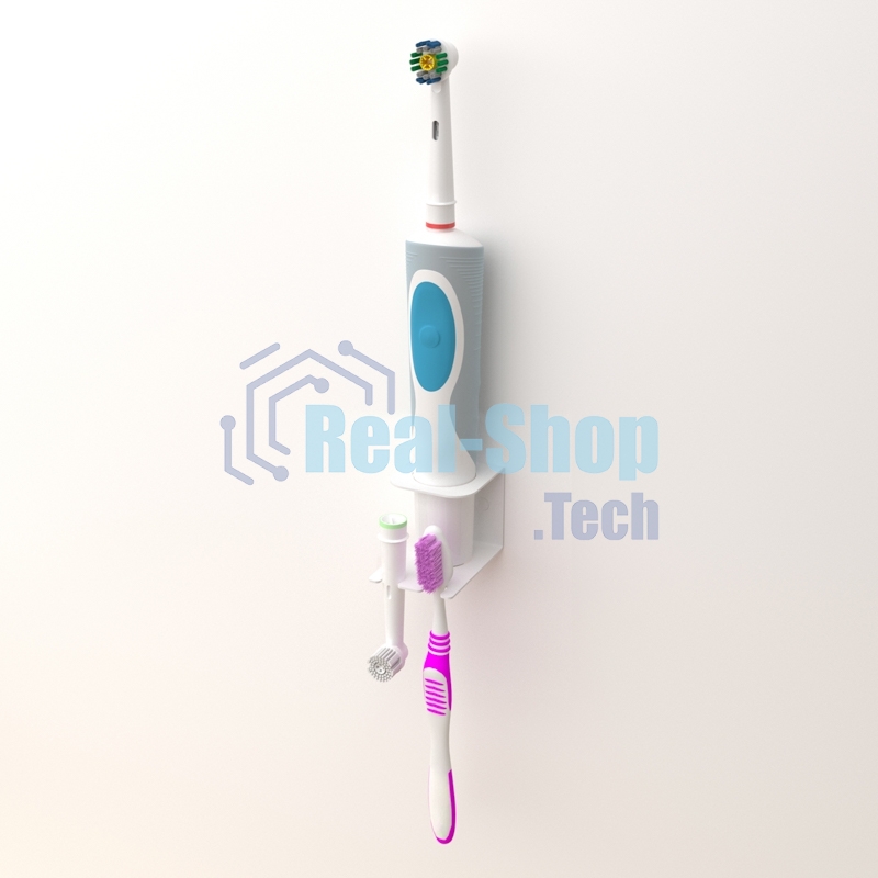 Держатель Rexant для хранения электрических зубных щеток и насадок, монтаж без сверления, белый