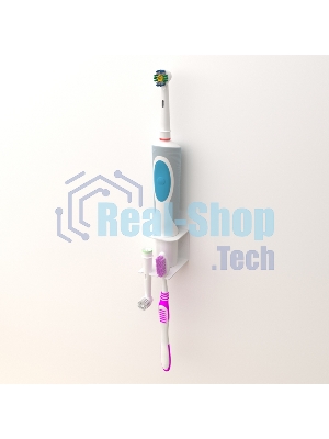 Держатель Rexant для хранения электрических зубных щеток и насадок, монтаж без сверления, белый