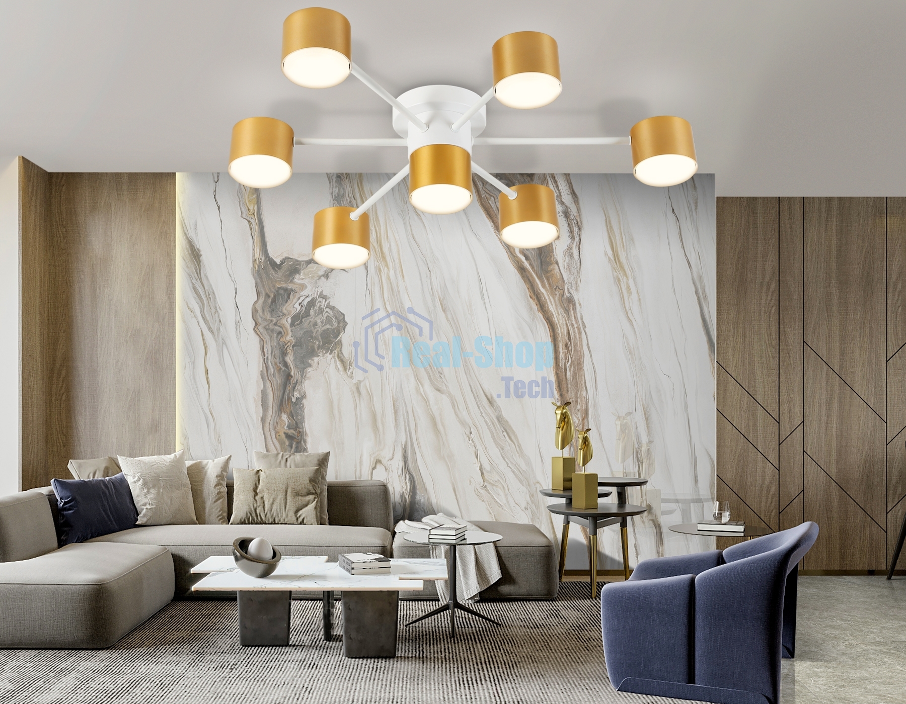 Потолочный светильник Ambrella light FL51725/7 WH/GD белый/золото GX53/7 max 12W 645*135