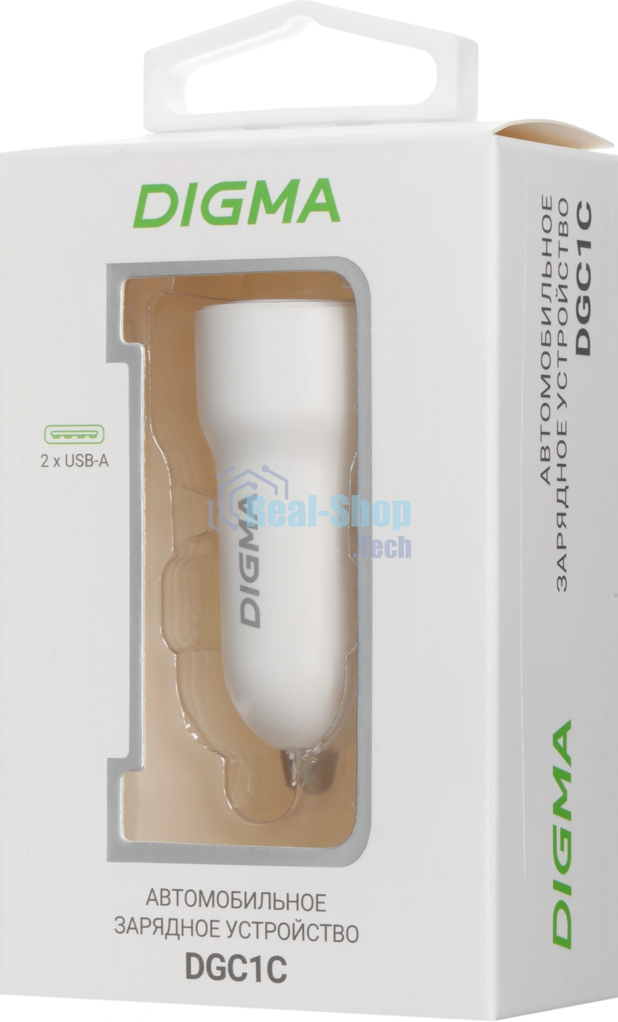 Автомобильное зар./устр. Digma DGC1С 12W 2.4A 2xUSB белый (DGC1C2LX22WH)