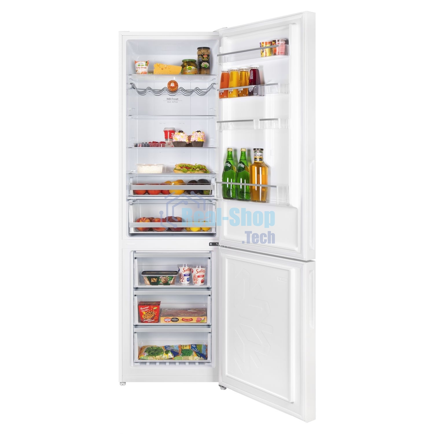 Холодильник Maunfeld MFF200NFW белый глянц. двухкамерный 271/106л морозилка снизу