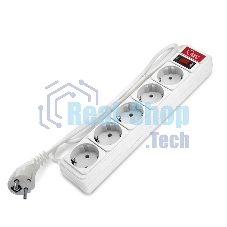 Удлинитель с сетевым фильтром 5х1.5 м 10А ПВС 3х0.75 бел. Союз 1324