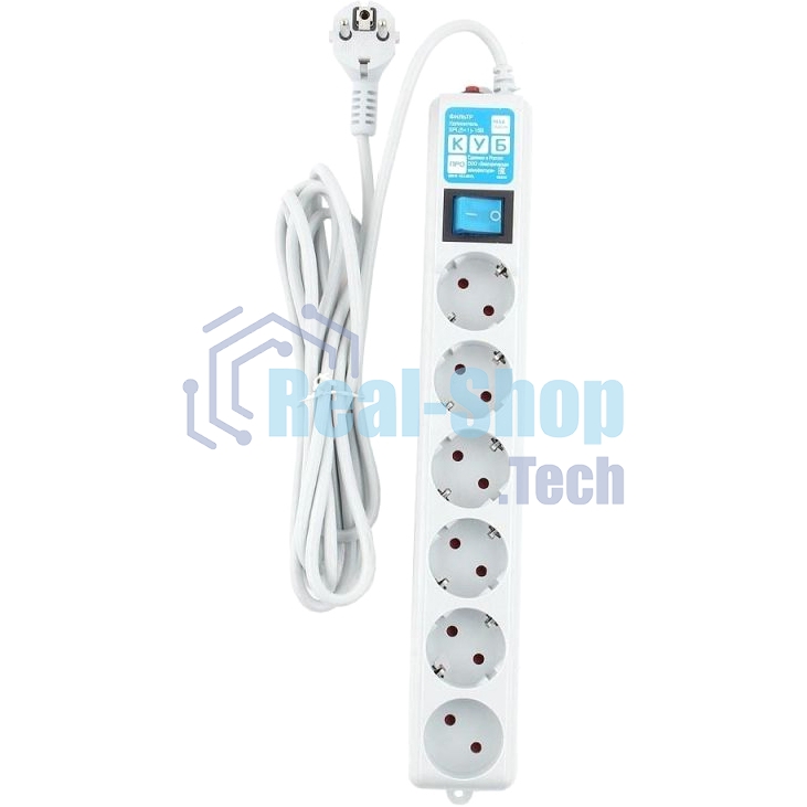 Фильтр-удлинитель PowerCube PRO (SPL(5+1)-16B-P-5М) 5.0 м, LC контур - подавление В/Ч помех, 16А/3,5 кВт