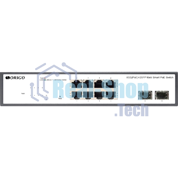 Коммутатор неуправляемый PoE ORIGO Unmanaged Switch 8x1000Base-T PoE, 2x1000Base-X SFP, PoE Budget 120W, 19
