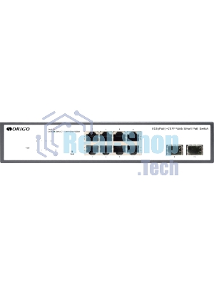 Коммутатор неуправляемый PoE ORIGO Unmanaged Switch 8x1000Base-T PoE, 2x1000Base-X SFP, PoE Budget 120W, 19