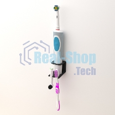 Держатель Rexant для хранения электрических зубных щеток и насадок, монтаж без сверления, черный