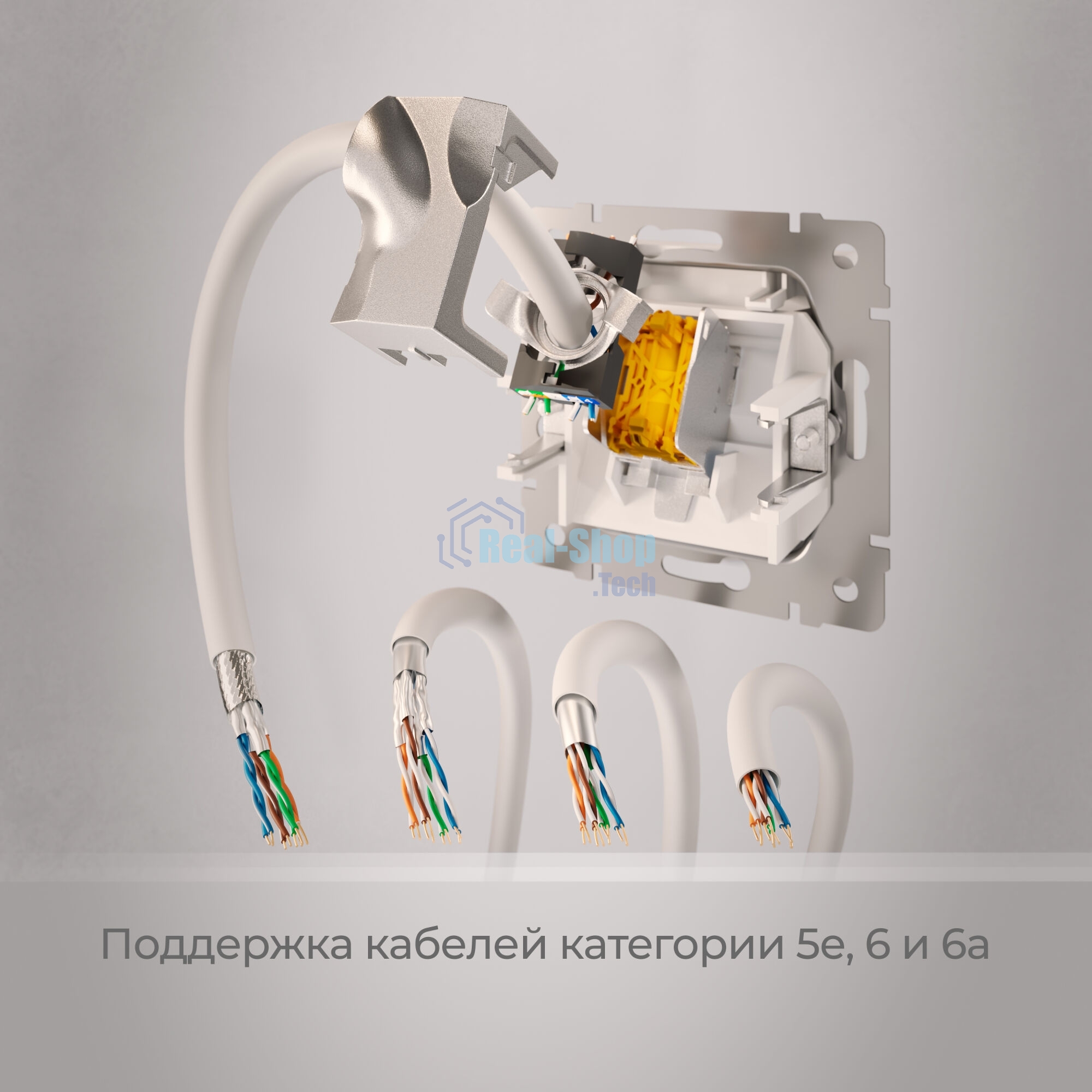 Розетка Ethernet RJ-45 cat. 6A экранированная (белый)