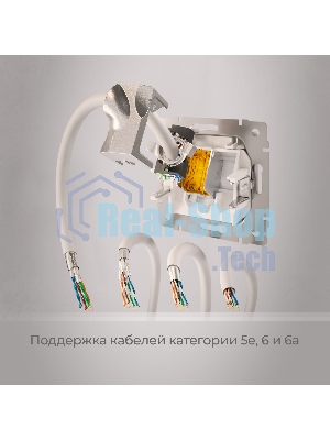 Розетка Ethernet RJ-45 cat. 6A экранированная (белый)