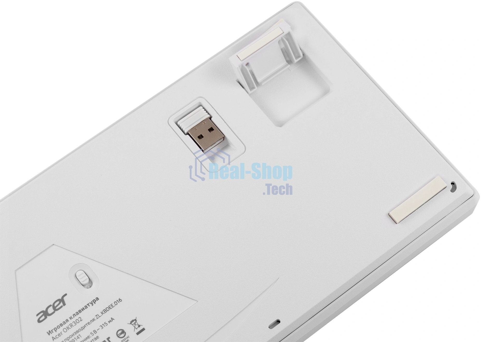 Клавиатура беспроводная Acer OKR302 (ZL.KBDEE.016), USB, Bluetooth/Радиоканал, белый