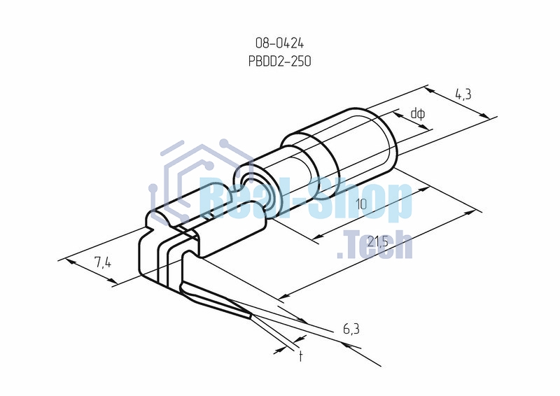 Клемма плоская Rexant изолированная гнездо 7.4 мм + штекер - 6.3 мм 1.5-2.5 мм² (РПи-О 2.5-(6.3)/РПИо 2.5-7.5)