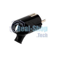 Вилка Евро Rexant угловая с з/к 16А с кольцом черная