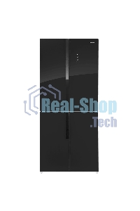 Холодильник Maunfeld MFF181NFB черный глянцевый, трехкамерный, 333/164л, морозилка сбоку, No Frost, Side by Side