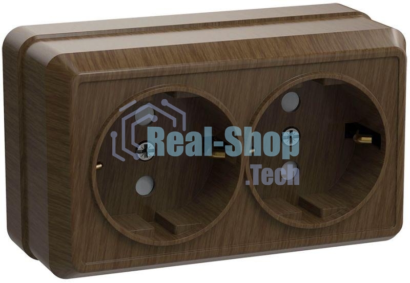 Розетка 2-м ОП Октава 16А РС22-3-ОД с заземл. дуб ИЭК ERO21-K04-16-DC