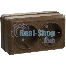 Розетка 2-м ОП Октава 16А РС22-3-ОД с заземл. дуб ИЭК ERO21-K04-16-DC