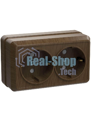 Розетка 2-м ОП Октава 16А РС22-3-ОД с заземл. дуб ИЭК ERO21-K04-16-DC