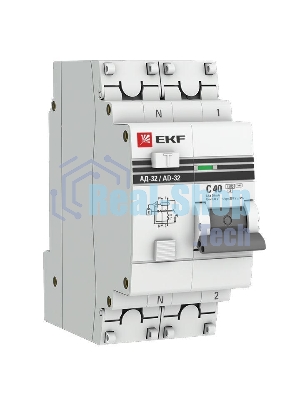 Выключатель автоматический дифференциального тока 1п+N 2мод. C 40А 30мА тип AC 4.5кА АД-32 PROxima EKF DA32-40-30-pro