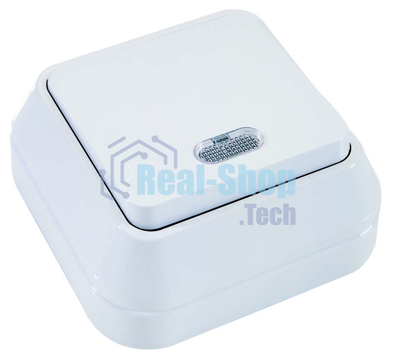 Выключатель проходной 1-кл. Makel ОП 10А IP20 с подсветкой белый