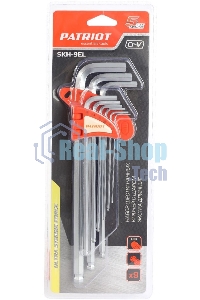 Набор ключей PATRIOT SKH-9EL, шестигранные с шаром, экстра длинные, 1,5-10мм, CRV, 9 шт