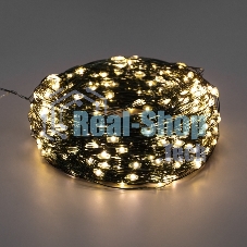 Гирлянда Роса с контроллером 30м, 300LED, IP20, 230В, зеленый провод, теплое белое свечение 