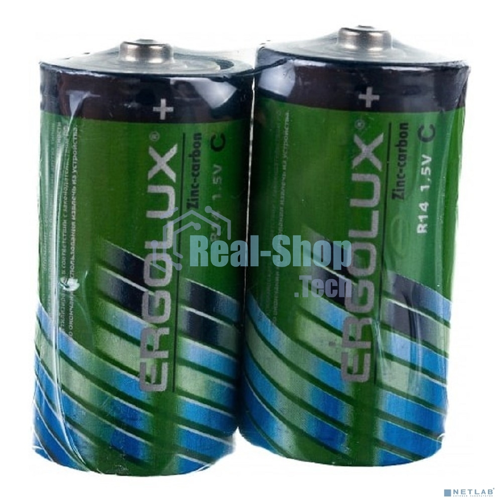 Батарейка Ergolux R14 SR2 (R14SR2, 1.5В) (2 шт. в уп-ке)